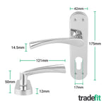 Nola Polished Chrome Lever on Backplate Door Handle Kit - 80mm Euro Sashlock and Double Cylinder - Master Keyed - tradefit - 2