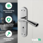 Nola Polished Chrome Lever on Backplate Door Handle Kit - 80mm Euro Sashlock and Thumbturn Cylinder - Master Keyed - tradefit - 4