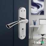 Nola Polished Chrome Lever on Backplate Door Handle Kit - 80mm Euro Sashlock and Thumbturn Cylinder - Master Keyed - tradefit - 6