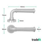 Claro Satin Nickel Lever on Rose Door Handle Kit - Medium Duty FD30/60 - 80mm Euro Sashlock and Double Cylinder - Keyed Alike - tradefit - 4