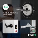 Claro Satin Nickel Lever on Rose Door Handle Kit - 64mm Bathroom Lock - tradefit - 3