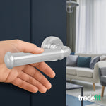 Claro Satin Nickel Lever on Rose Door Handle Kit - Medium Duty FD30/60 - 76mm Latch - tradefit - 6