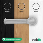 Claro Satin Nickel Lever on Rose Door Handle Kit - Medium Duty FD30/60 - 80mm Euro Sashlock and Double Cylinder - Keyed Alike - tradefit - 7