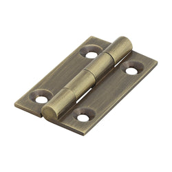 Solid Brass Solid Drawn Hinge - 38 x 22mm - Antique Brass - tradefit