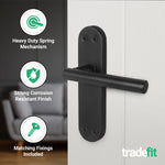 Olbia Matt Black Lever on Backplate Door Handle Pack – 64mm Latch - tradefit - 4