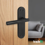 Olbia Matt Black Lever on Backplate Door Handle Pack – 76mm Latch - tradefit - 6