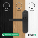 Olbia Matt Black Lever on Backplate Door Handle Pack – 64mm Latch - tradefit - 7