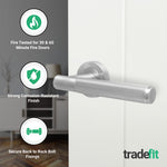 Aurora Satin Nickel Lever on Rose Door Handles - Heavy Duty - FD30/60 Rated - tradefit - 2