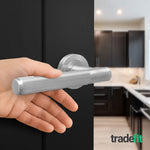 Aurora Satin Nickel Lever on Rose Door Handles - Heavy Duty - FD30/60 Rated - tradefit - 5