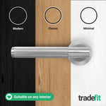 Aurora Satin Nickel Lever on Rose Door Handle Kit - Medium Duty FD30/60 - 80mm Euro Sashlock and Double Cylinder - Keyed to Differ - tradefit - 7