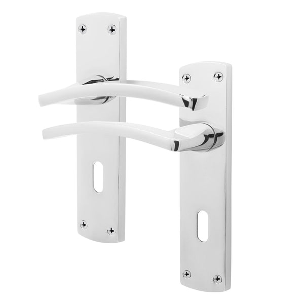 Euroda - Plus Polished Chrome Lever Lock Fire Door Handles - Keyhole - FD30/60 - tradefit - Featured Image