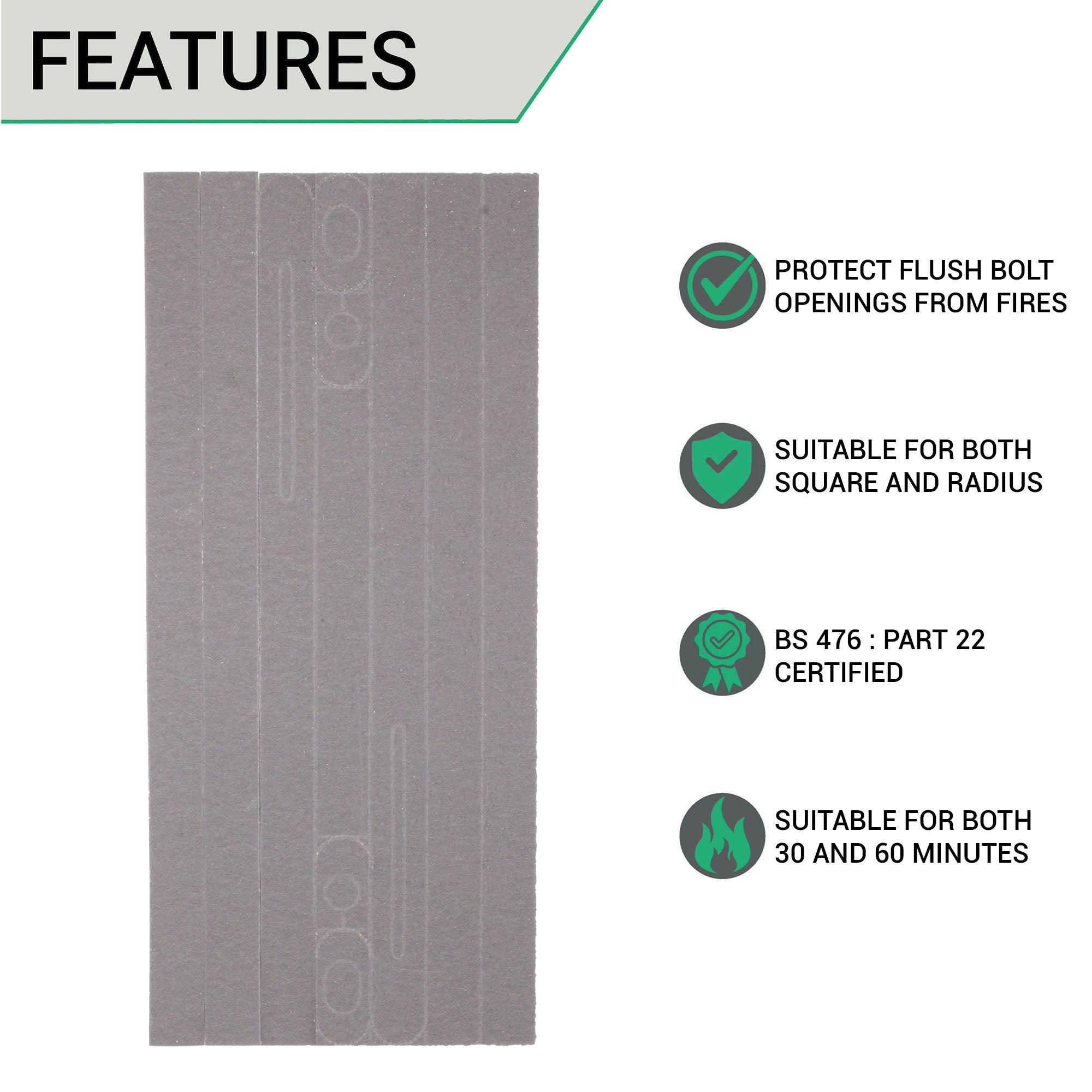 Intumescent Kit Universal Flush Bolt 600/900mm Radius and Square tradefit