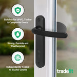 Black UPVC Lever Pad Door Handles - 92mm PZ Centres - 122mm Fixing Centres - 212 x 34mm - tradefit - 3