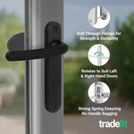 Black UPVC Lever Pad Door Handles - 92mm PZ Centres - 122mm Fixing Centres - 212 x 34mm - tradefit - 4