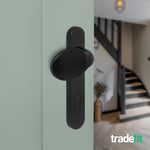 Black UPVC Lever Pad Door Handles - 92mm PZ Centres - 122mm Fixing Centres - 212 x 34mm - tradefit - 6