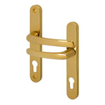 Polished Brass UPVC Door Handles - 92mm PZ Centres - 210 mm Fixing Centres - 242 x 34mm - tradefit - 1