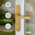 Polished Brass UPVC Door Handles - 92mm PZ Centres - 210 mm Fixing Centres - 242 x 34mm - tradefit - 3