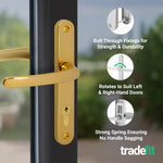 Polished Brass UPVC Door Handles - 92mm PZ Centres - 210 mm Fixing Centres - 242 x 34mm - tradefit - 4