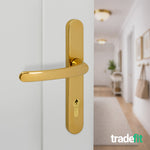 Polished Brass UPVC Door Handles - 92mm PZ Centres - 210 mm Fixing Centres - 242 x 34mm - tradefit - 6