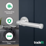 Santana Satin Nickel Lever on Rose Door Handle Kit - 64mm Latch - tradefit - 2