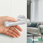 Santana Satin Nickel Lever on Rose Door Handle Kit - Medium Duty FD30/60 - 76mm Latch - tradefit - 6
