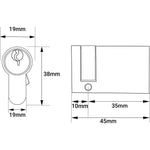 Euro Single Cylinder Lock - 45mm - Brass - Keyed to Differ - tradefit - 2