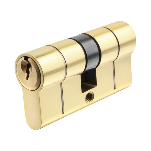 5 Pin 30/50mm 80mm [25+45+10mm] Euro Double Cylinder - Keyed to Differ - Polished Brass - tradefit