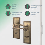 Georgian Rope Edge Scroll Antique Brass Door Handle Pack - 80mm Sashlock - tradefit - 2