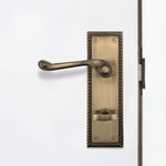 Georgian Rope Edge Scroll Antique Brass Door Handle Pack - 80mm Sashlock - tradefit - 6