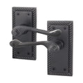 Georgian Rope Edge Scroll Black Door Handles - Latch