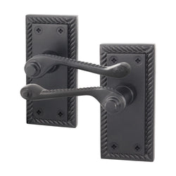 Georgian Rope Edge Scroll Black Door Handles - Latch - tradefit