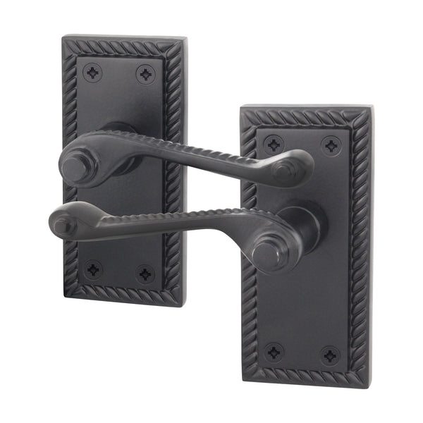 Georgian Rope Edge Scroll Black Door Handles - Latch - tradefit - Featured Image