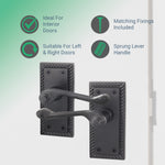 Georgian Rope Edge Scroll Black Door Handle Pack - 64mm Latch - tradefit - 2