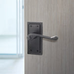 Georgian Rope Edge Scroll Black Door Handle Pack - 64mm Latch - tradefit - 5