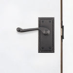 Georgian Rope Edge Scroll Black Door Handle Pack - 64mm Latch - tradefit - 6