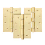 Satin Brass Fire Door Hinges – 4 Inch/102mm – Grade 11 Steel Ball Bearing – Pack of 3 Hinges - tradefit - 1