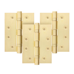 Satin Brass Fire Door Hinges – 4 Inch/102mm – Grade 11 Steel Ball Bearing – Pack of 3 Hinges - tradefit
