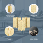 Satin Brass Fire Door Hinges – 4 Inch/102mm – Grade 11 Steel Ball Bearing – Pack of 3 Hinges - tradefit - 5