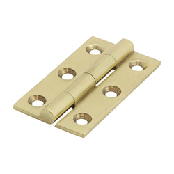 Solid Brass Solid Drawn Hinge - 50 x 28mm - Polished Brass - tradefit
