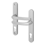 Silver UPVC Door Handles - 92mm PZ Centres - 210 mm Fixing Centres - 242 x 34mm - tradefit - 1