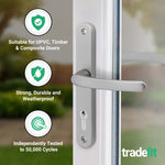 Silver UPVC Door Handles - 92mm PZ Centres - 210 mm Fixing Centres - 242 x 34mm - tradefit - 3