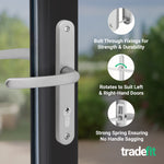 Silver UPVC Door Handles - 92mm PZ Centres - 210 mm Fixing Centres - 242 x 34mm - tradefit - 4