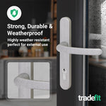 Silver UPVC Door Handles - 92mm PZ Centres - 210 mm Fixing Centres - 242 x 34mm - tradefit - 5