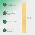 Plain Finger Plate - 425 x 75 x 1.2mm - Radius Corners - PVD Polished Brass - tradefit - 2