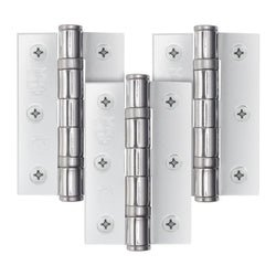 Polished Chrome Fire Door Hinges - 3 Inch/76mm - Grade 7 Steel Ball Bearing - Pack of 3 Hinges - tradefit
