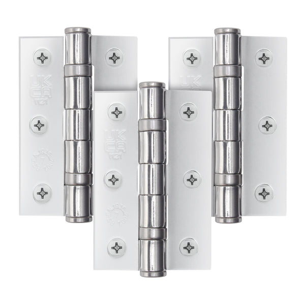 Polished Chrome Fire Door Hinges - 3 Inch/76mm - Grade 7 Steel Ball Bearing - Pack of 3 Hinges - tradefit - Featured Image