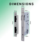 DIN Euro Profile Escape Sashlock Case - Square Forend - 60mm Backset / 90mm Case - Satin Stainless Steel - tradefit - 4