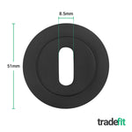 Olbia Standard Keyhole Escutcheon - Matt Black - Pair - tradefit - 2