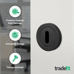 Olbia Standard Keyhole Escutcheon - Matt Black - Pair - tradefit - 3