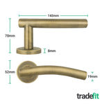 Arched Antique Brass Lever on Rose Door Handle Pack - 64mm Latch - tradefit - 3